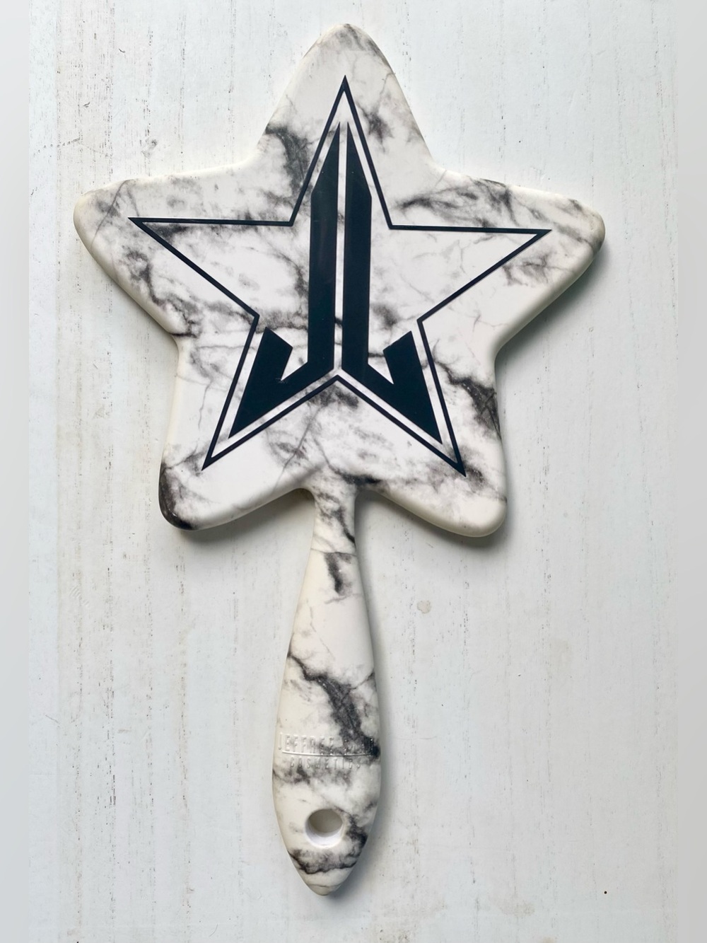 Jeffree Star Black + White Marbled Star-Shaped Hand Mirror with Matte Finish